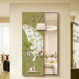 Contemporary Rectangular Full-Length Mirror with Float Glass & MDF Frame (Medium-Density Fiberboard), Push-Slide Decorative Accent for Living Room & Entryways