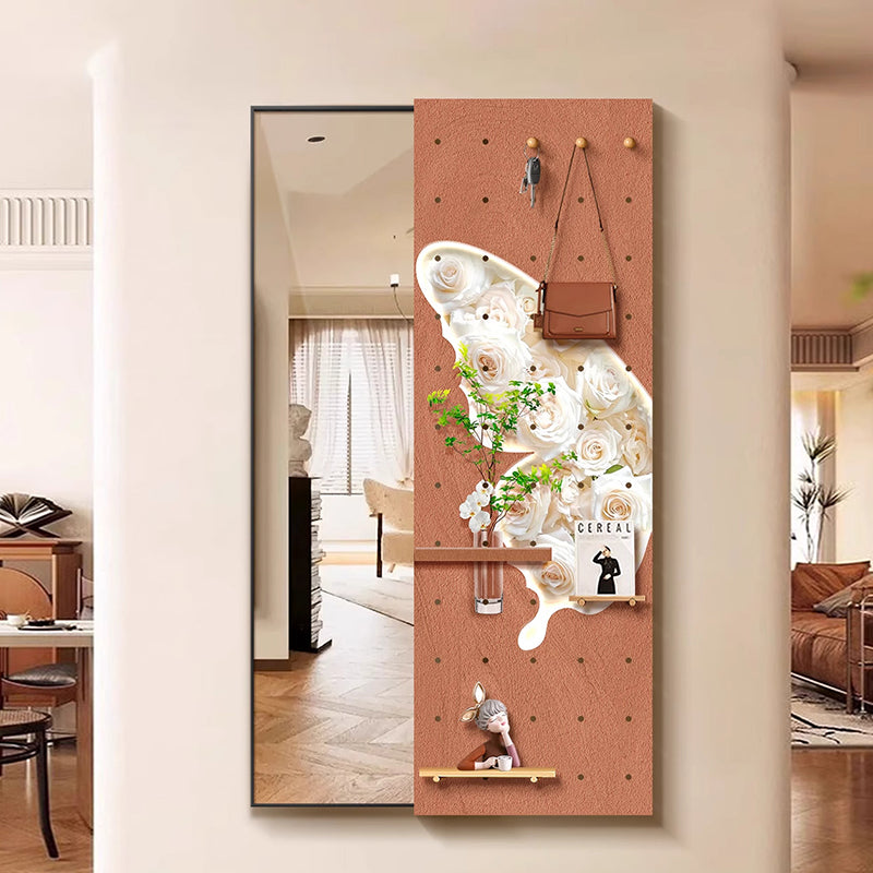 Contemporary Rectangular Full-Length Mirror with Float Glass & MDF Frame (Medium-Density Fiberboard), Push-Slide Decorative Accent for Living Room & Entryways