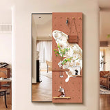 Contemporary Rectangular Full-Length Mirror with Float Glass & MDF Frame (Medium-Density Fiberboard), Push-Slide Decorative Accent for Living Room & Entryways