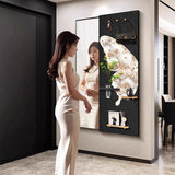 Contemporary Rectangular Full-Length Mirror with Float Glass & MDF Frame (Medium-Density Fiberboard), Push-Slide Decorative Accent for Living Room & Entryways