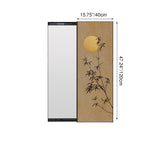 Traditional Chinese Rectangular Full-Length Mirror — Aluminum Alloy Frame, Crystal Ceramic Canvas, Float Glass Surface, Push-Slide Design for Bedroom & Entryways