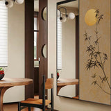 Traditional Chinese Rectangular Full-Length Mirror — Aluminum Alloy Frame, Crystal Ceramic Canvas, Float Glass Surface, Push-Slide Design for Bedroom & Entryways