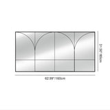 Traditional French Rectangular Iron-Trimmed Tempered-Glass Wall Mirror for Living Room – Elegant Decorative Accent