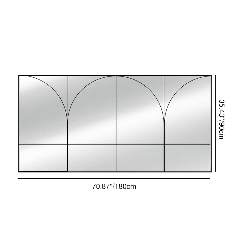 Traditional French Rectangular Iron-Trimmed Tempered-Glass Wall Mirror for Living Room – Elegant Decorative Accent