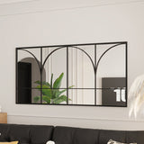 Traditional French Rectangular Iron-Trimmed Tempered-Glass Wall Mirror for Living Room – Elegant Decorative Accent