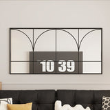 Traditional French Rectangular Iron-Trimmed Tempered-Glass Wall Mirror for Living Room – Elegant Decorative Accent