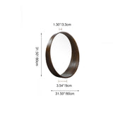 Contemporary Scandinavian Round Solid Pine Wood Wall Mirror with Float Glass for Bedroom
