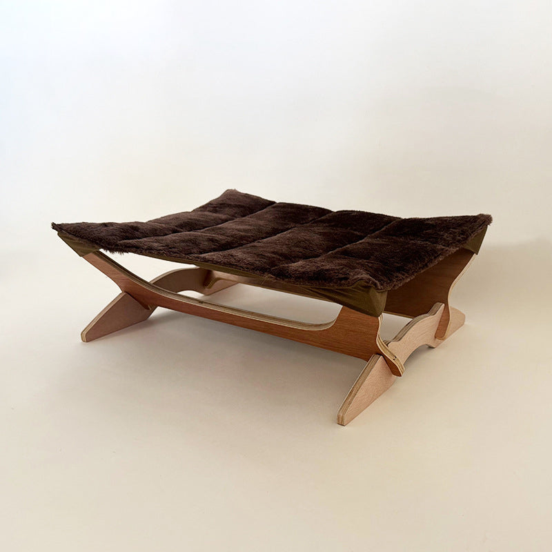 Modern Scandinavian Rectangular Cat Bed with Multi-Layer Solid Wood Panel and Soft Cotton Fabric – Ideal for Bedroom & Living Room