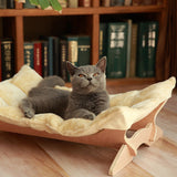 Modern Scandinavian Rectangular Cat Bed with Multi-Layer Solid Wood Panel and Soft Cotton Fabric – Ideal for Bedroom & Living Room