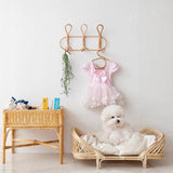 Traditional Farmhouse Rectangular Cat Bed with Handwoven Indonesian Rattan Fabric, Perfect for the Bedroom