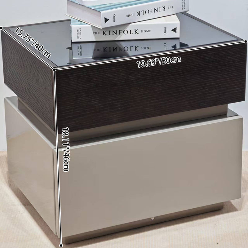 Sleek Modern Minimalist Nightstand with Dual Drawers – Black & White Contrast, Sensor Light, Smart Bedside Table for Bedroom