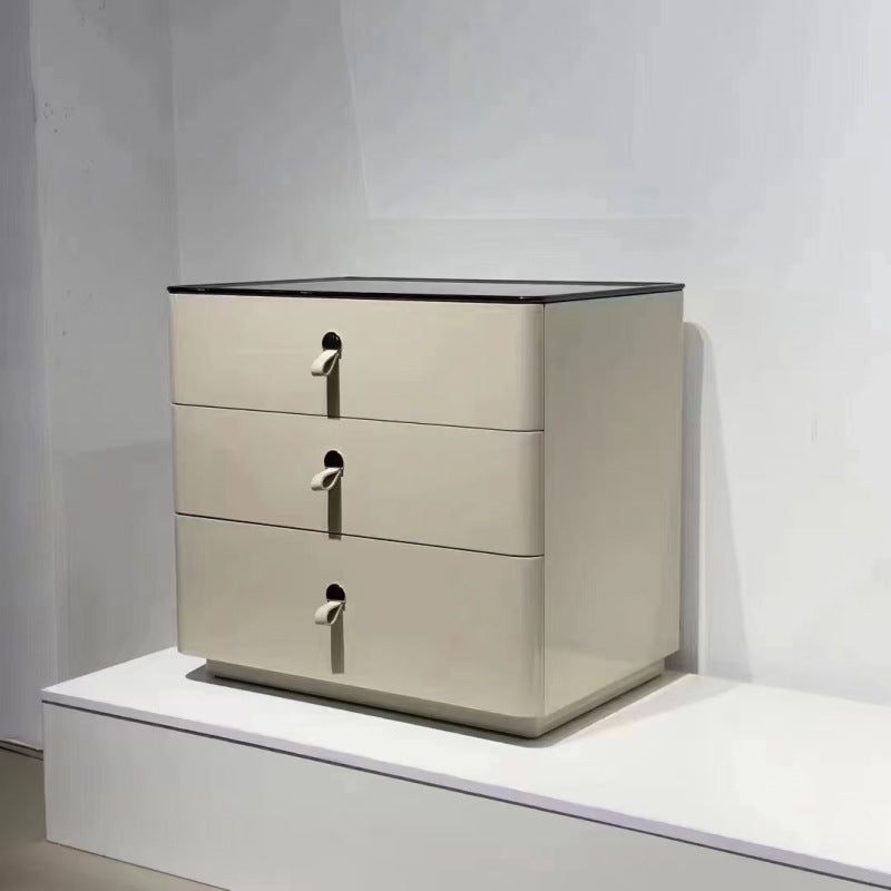 Modern Minimalist Nightstand with Quiet Sliding Rails – 3-Drawer, Large-Capacity Bedside Storage Table for the Bedroom