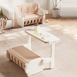 Chic Contemporary Rectangular HDPE Desk & Chair Set with Built-In Storage Cabinet for Living Room