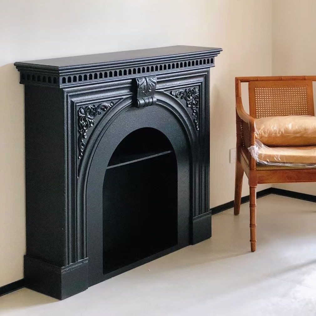 Traditional French Square MDF Mantel with 2-Tier Storage for the Living Room