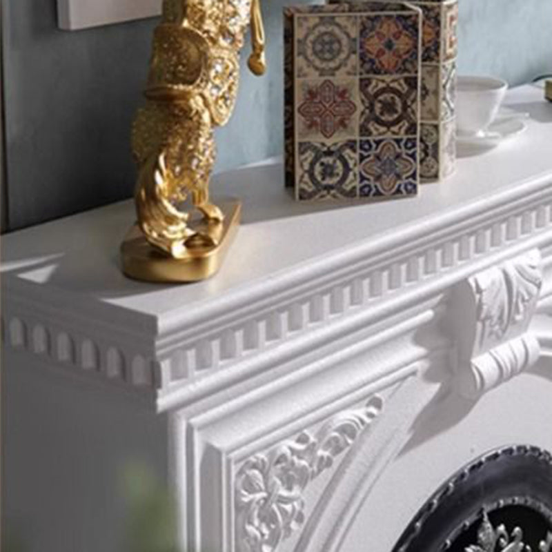 Traditional French Square MDF Mantel with 2-Tier Storage for the Living Room