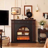 Traditional French-Style Square Solid Pine Mantel, 3-Tier Shelf for Living Room
