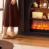 Traditional French-Style Square Solid Pine Mantel, 3-Tier Shelf for Living Room