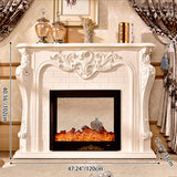 Traditional European-Style Square Rubberwood Mantel — Solid Wood with MDF, Ideal for Living Room