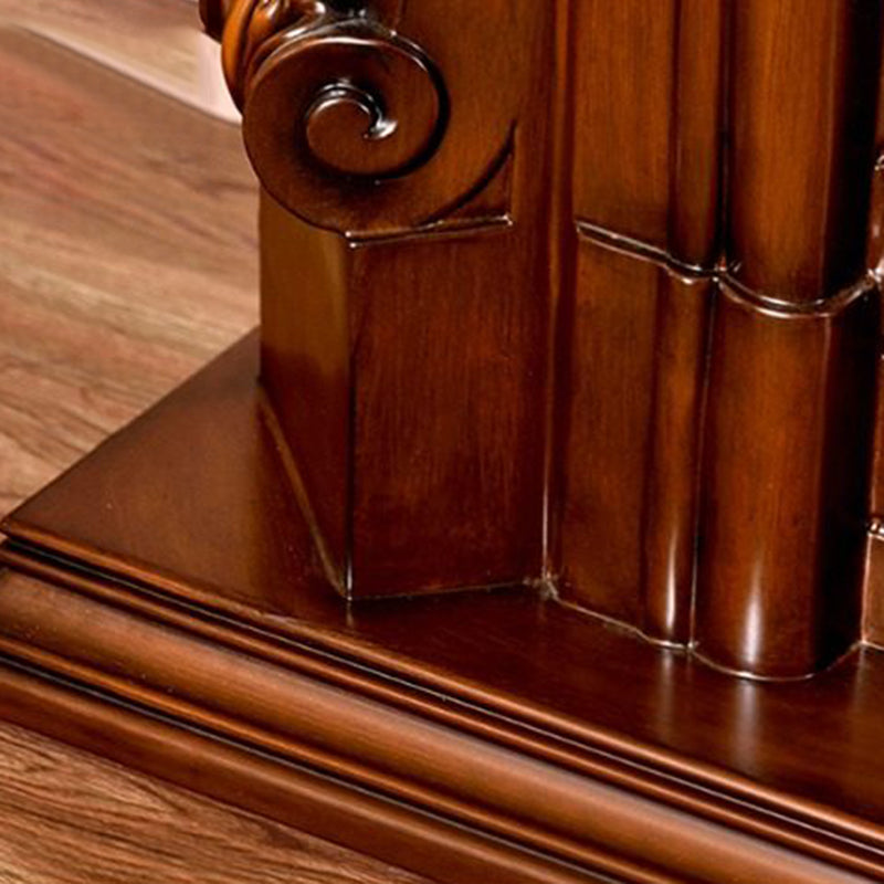 Traditional European-Style Square Rubberwood Mantel — Solid Wood with MDF, Ideal for Living Room