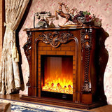 Traditional European-Style Square Rubberwood Mantel — Solid Wood with MDF, Ideal for Living Room