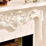 Traditional European-Style Square Rubberwood Mantel — Solid Wood with MDF, Ideal for Living Room