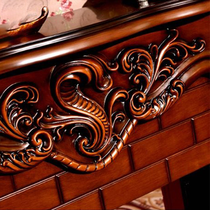 Traditional European-Style Square Rubberwood Mantel — Solid Wood with MDF, Ideal for Living Room