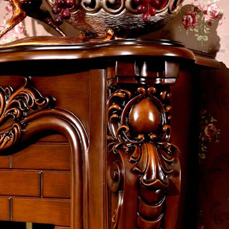 Traditional European-Style Square Rubberwood Mantel — Solid Wood with MDF, Ideal for Living Room