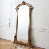 Traditional European Rectangular MDF Full-Length Mirror with Carved Details and Silver Finish for Living Room Decor