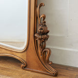 Traditional European Rectangular MDF Full-Length Mirror with Carved Details and Silver Finish for Living Room Decor