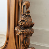 Traditional European Rectangular MDF Full-Length Mirror with Carved Details and Silver Finish for Living Room Decor