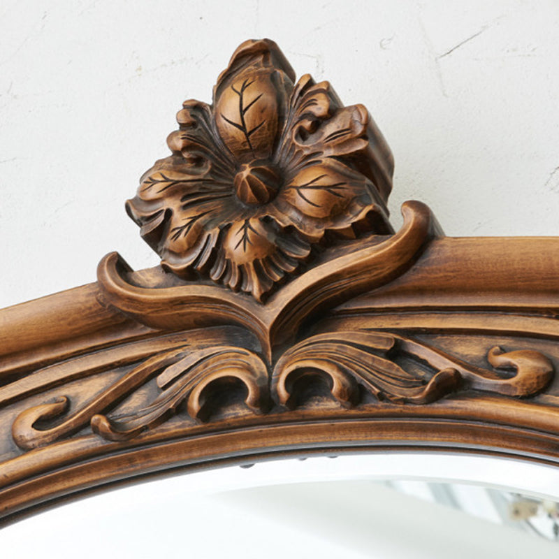 Traditional European Rectangular MDF Full-Length Mirror with Carved Details and Silver Finish for Living Room Decor