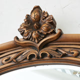 Traditional European Rectangular MDF Full-Length Mirror with Carved Details and Silver Finish for Living Room Decor