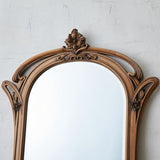 Traditional European Rectangular MDF Full-Length Mirror with Carved Details and Silver Finish for Living Room Decor