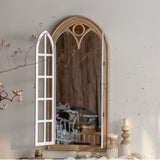Traditional Farmhouse Rectangular Full-Length Mirror – Cedar & MDF Frame with Glass, Decorative Mirror for Living Room & Entryways