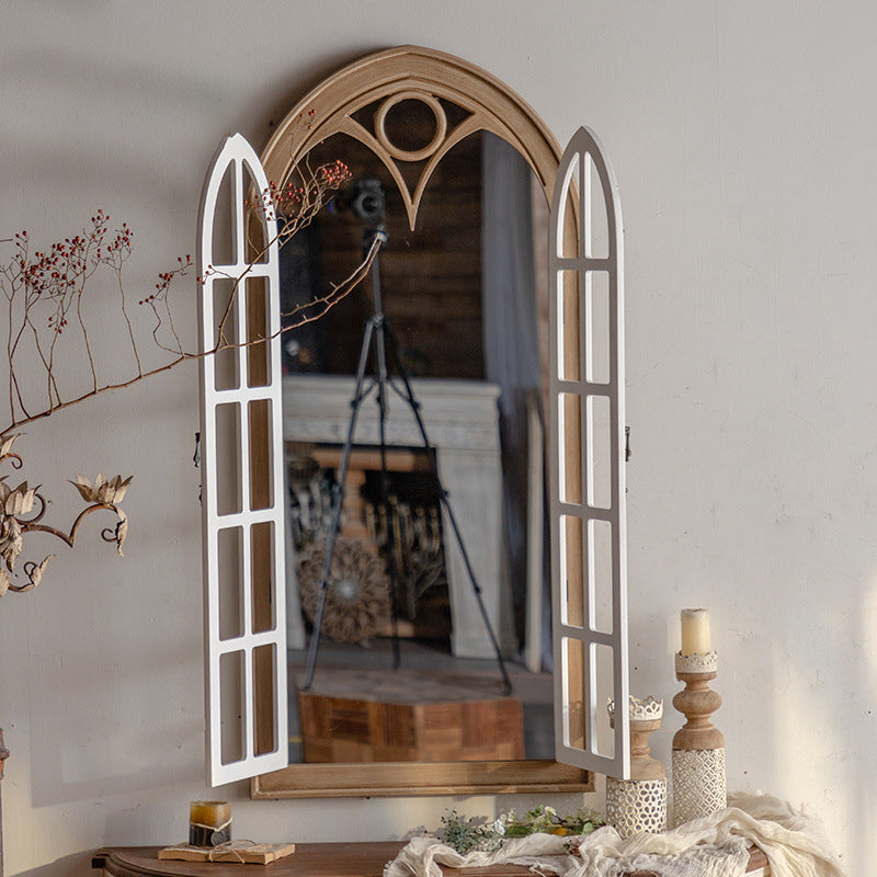 Traditional Farmhouse Rectangular Full-Length Mirror – Cedar & MDF Frame with Glass, Decorative Mirror for Living Room & Entryways