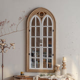 Traditional Farmhouse Rectangular Full-Length Mirror – Cedar & MDF Frame with Glass, Decorative Mirror for Living Room & Entryways