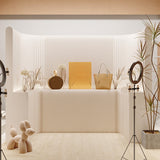 Modern Art Deco Foldable Room Divider – Curved-Edge Rectangular Panels in Kraft Paper and Acrylic for Living Room