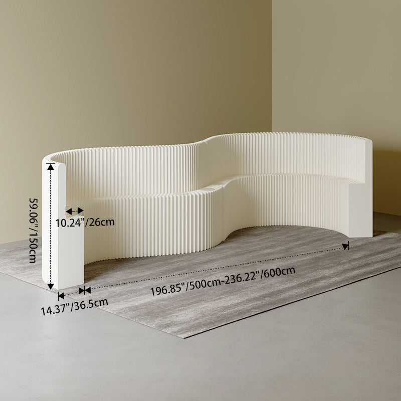 Modern Art Deco Foldable Room Divider – Curved-Edge Rectangular Panels in Kraft Paper and Acrylic for Living Room