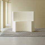 Modern Art Deco Foldable Room Divider – Curved-Edge Rectangular Panels in Kraft Paper and Acrylic for Living Room