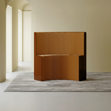 Modern Art Deco Foldable Room Divider – Curved-Edge Rectangular Panels in Kraft Paper and Acrylic for Living Room