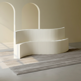 Modern Art Deco Foldable Room Divider – Curved-Edge Rectangular Panels in Kraft Paper and Acrylic for Living Room