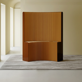 Modern Art Deco Foldable Room Divider – Curved-Edge Rectangular Panels in Kraft Paper and Acrylic for Living Room