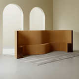 Modern Art Deco Foldable Room Divider – Curved-Edge Rectangular Panels in Kraft Paper and Acrylic for Living Room