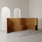 Modern Art Deco Foldable Room Divider – Curved-Edge Rectangular Panels in Kraft Paper and Acrylic for Living Room