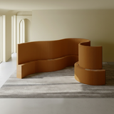 Modern Art Deco Foldable Room Divider – Curved-Edge Rectangular Panels in Kraft Paper and Acrylic for Living Room