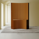 Modern Art Deco Foldable Room Divider – Curved-Edge Rectangular Panels in Kraft Paper and Acrylic for Living Room