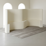 Modern Art Deco Foldable Room Divider – Curved-Edge Rectangular Panels in Kraft Paper and Acrylic for Living Room