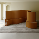 Modern Art Deco Foldable Room Divider – Curved-Edge Rectangular Panels in Kraft Paper and Acrylic for Living Room