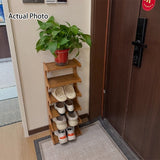 Contemporary Scandinavian Rectangular Nan Bamboo MDF Storage Shelf – 2/3/4/5/6-Tier Shoe Organizer for Entryways & Living Rooms