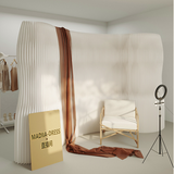 Modern Art Deco Foldable Room Divider - Rectangular Curved Design in Kraft Paper and Acrylic for Living Room